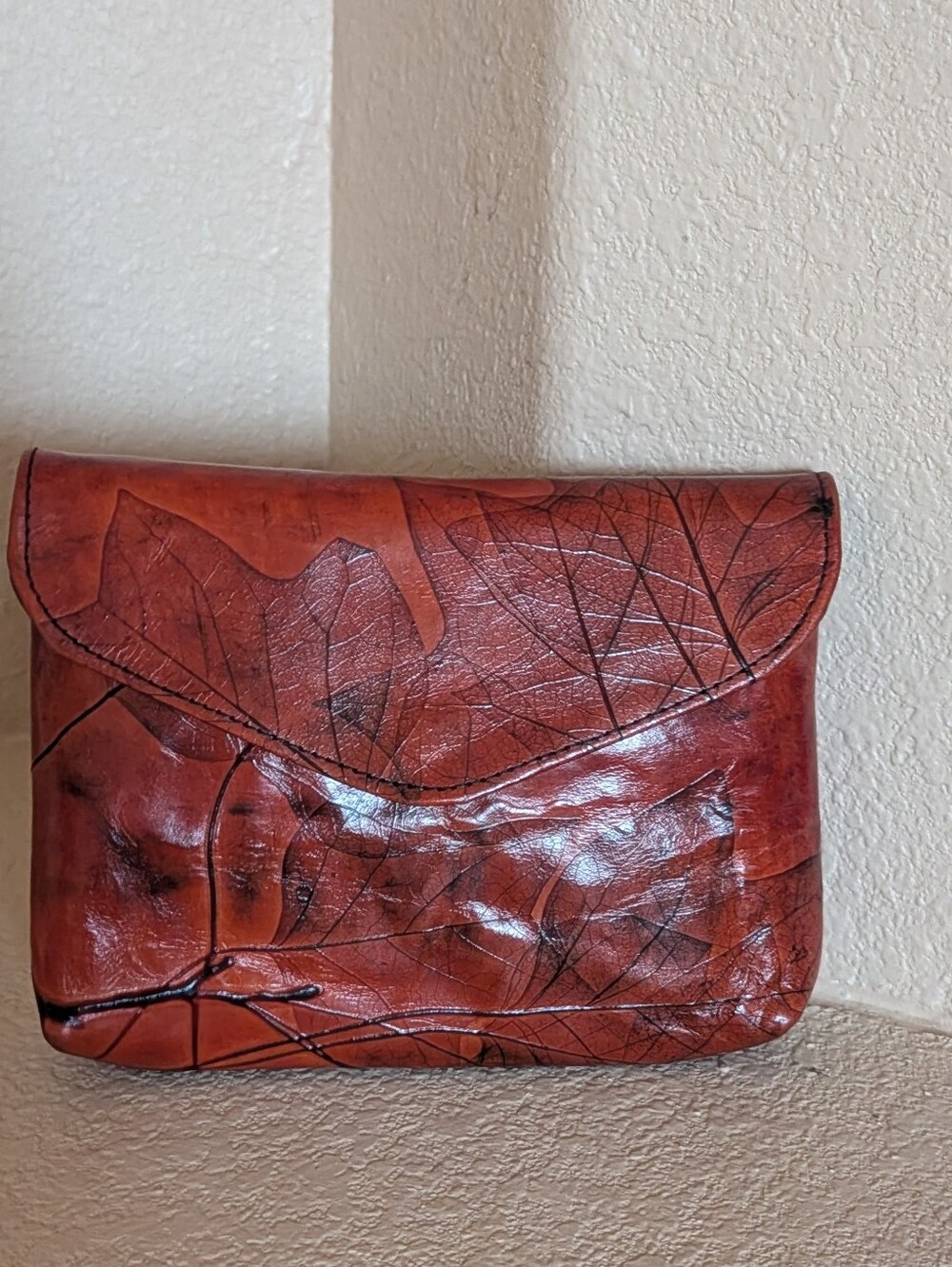 CL Whiting Hand Tooled Leaf Leather Convertible Bag 3-Way Clutch Crossbody